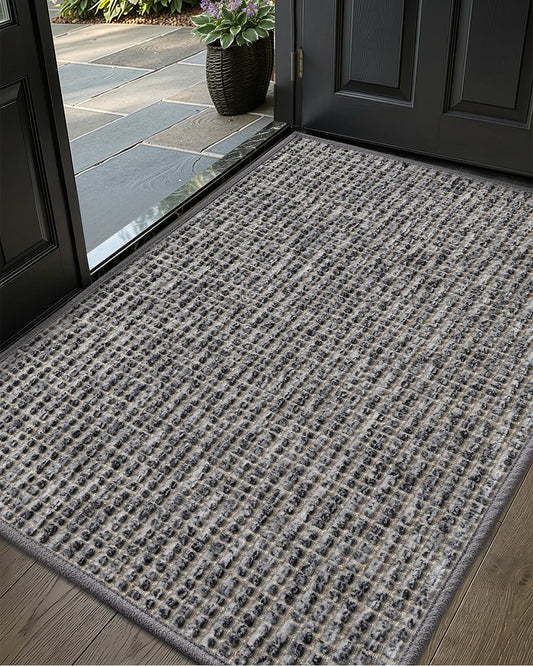 Color&Geometry Thin Indoor Door Mat 36"x60", Dirt & Moisture Trapping, Non-Slip Rubber Backing, Low Profile Inside Doormat for Home Entrance, Entryway, Patio & Porch,Stone Gray