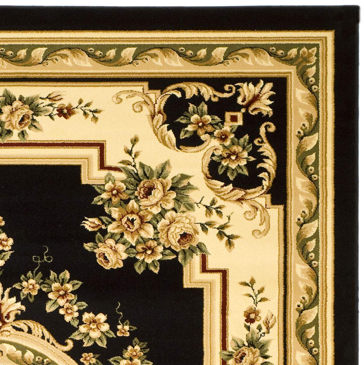 SAFAVIEH Lyndhurst Collection Area Rug - 8' x 11', Black & Ivory, Traditional European Medallion Design, Non-Shedding & Easy Care, Ideal for High Traffic Areas in Living Room, Bedroom (LNH218A)