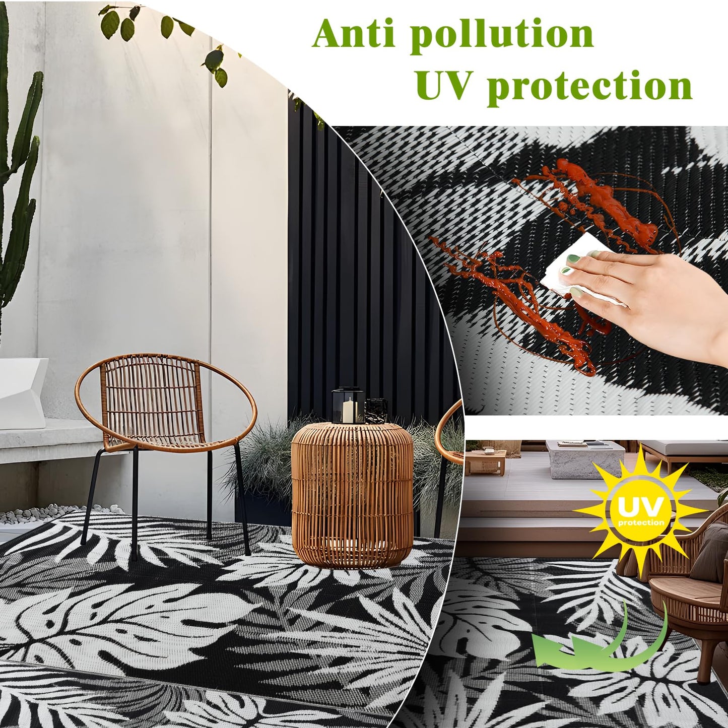 YONILE Outdoor Rug 5x8 ft Waterproof, Reversible Outdoor Plastic Straw Rug for Patios Clearance, Outdoor Area Rug Carpet RV Mat for Camping Backyard Deck Porch