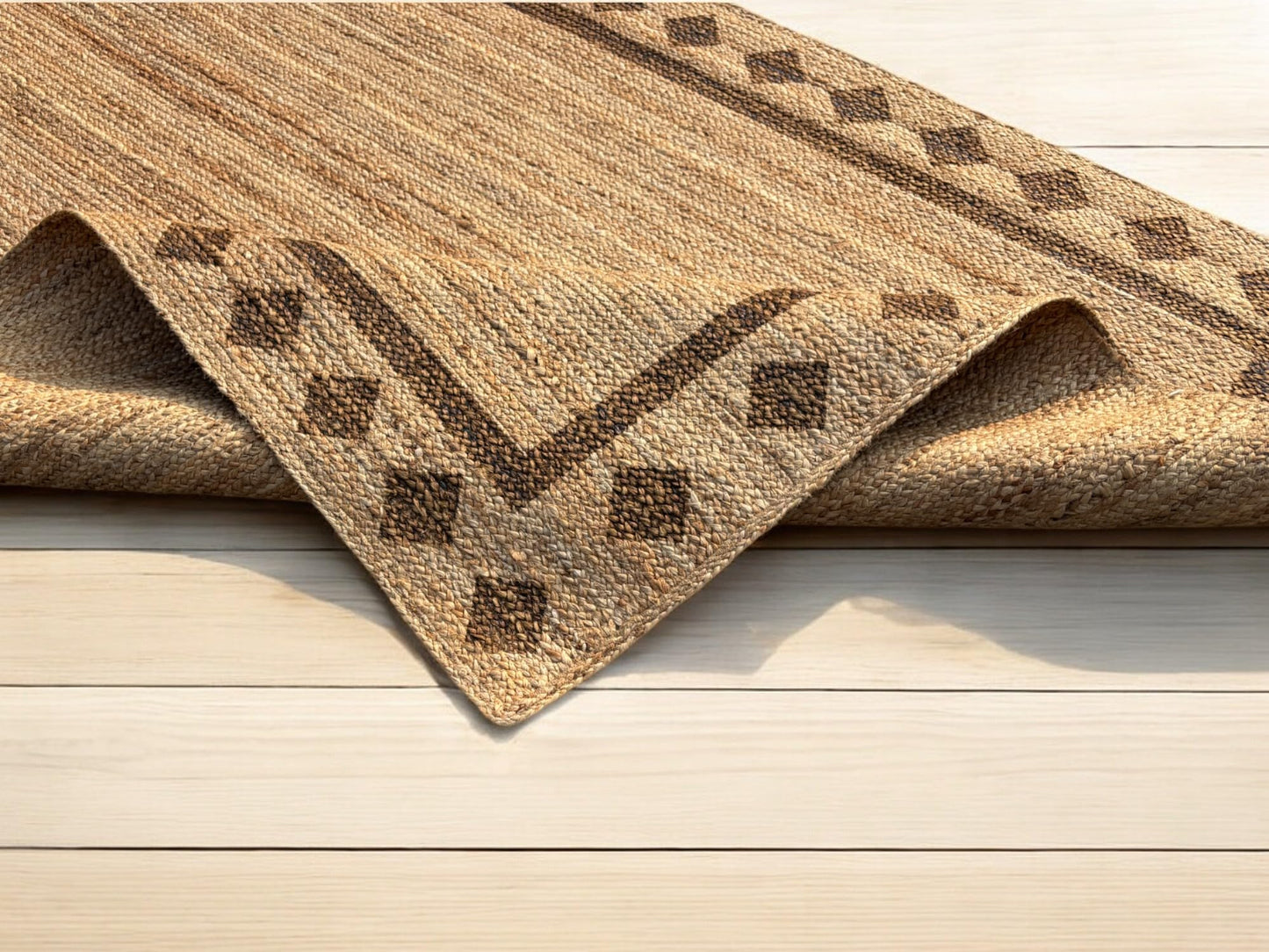 MAARSA WEAVES Hand Crafted Natural Jute Area Rug, 100% Jute, Rectangular, Handmade, Flat Woven, Low Pile