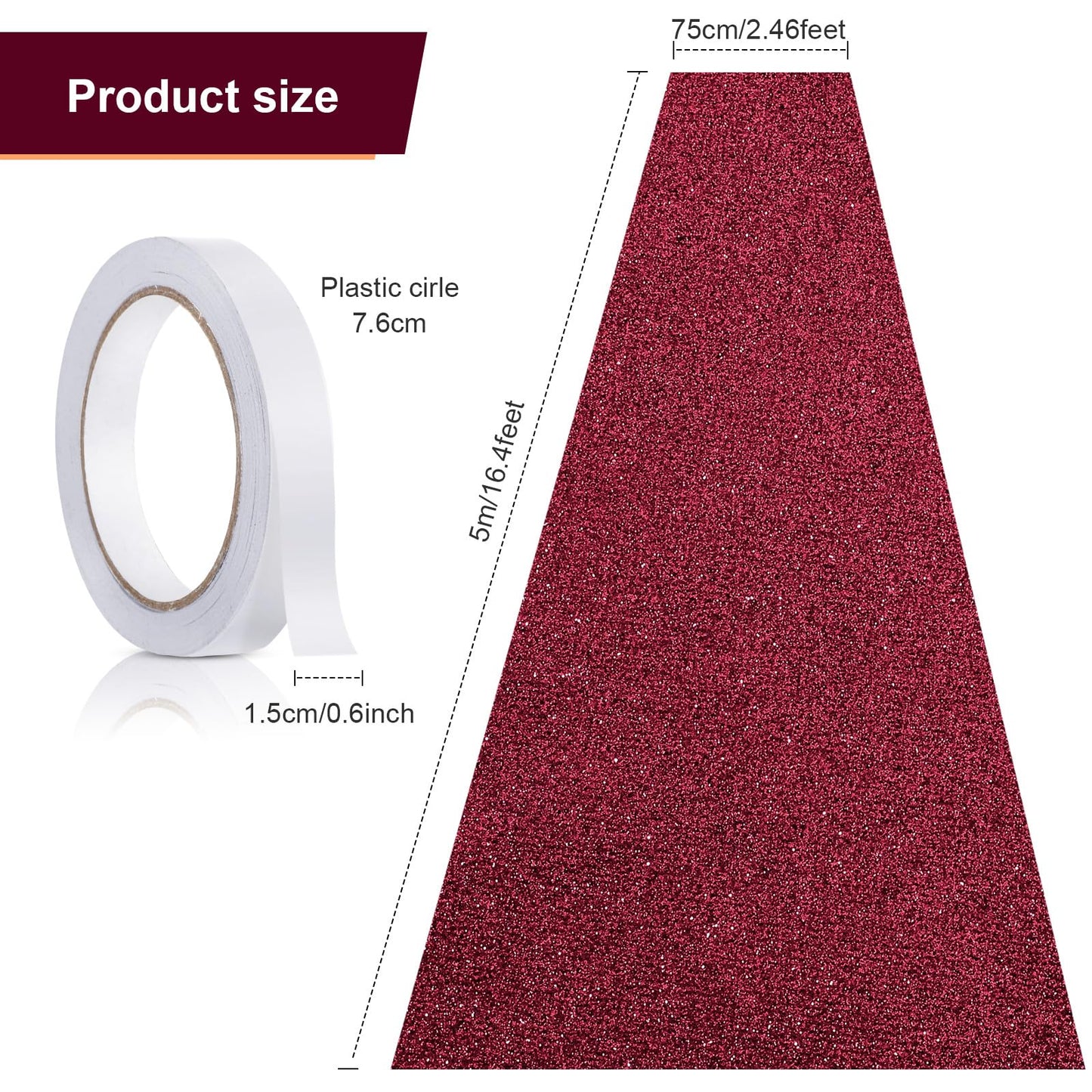 Tatuo Carpet Runner 2.46 x 16.4 Feet Runway Rug 55 GSM Thickness with Carpet Tape for Prom Wedding Outdoor Indoor Hallway Film Festival Party Rug(Dark Wine Red)