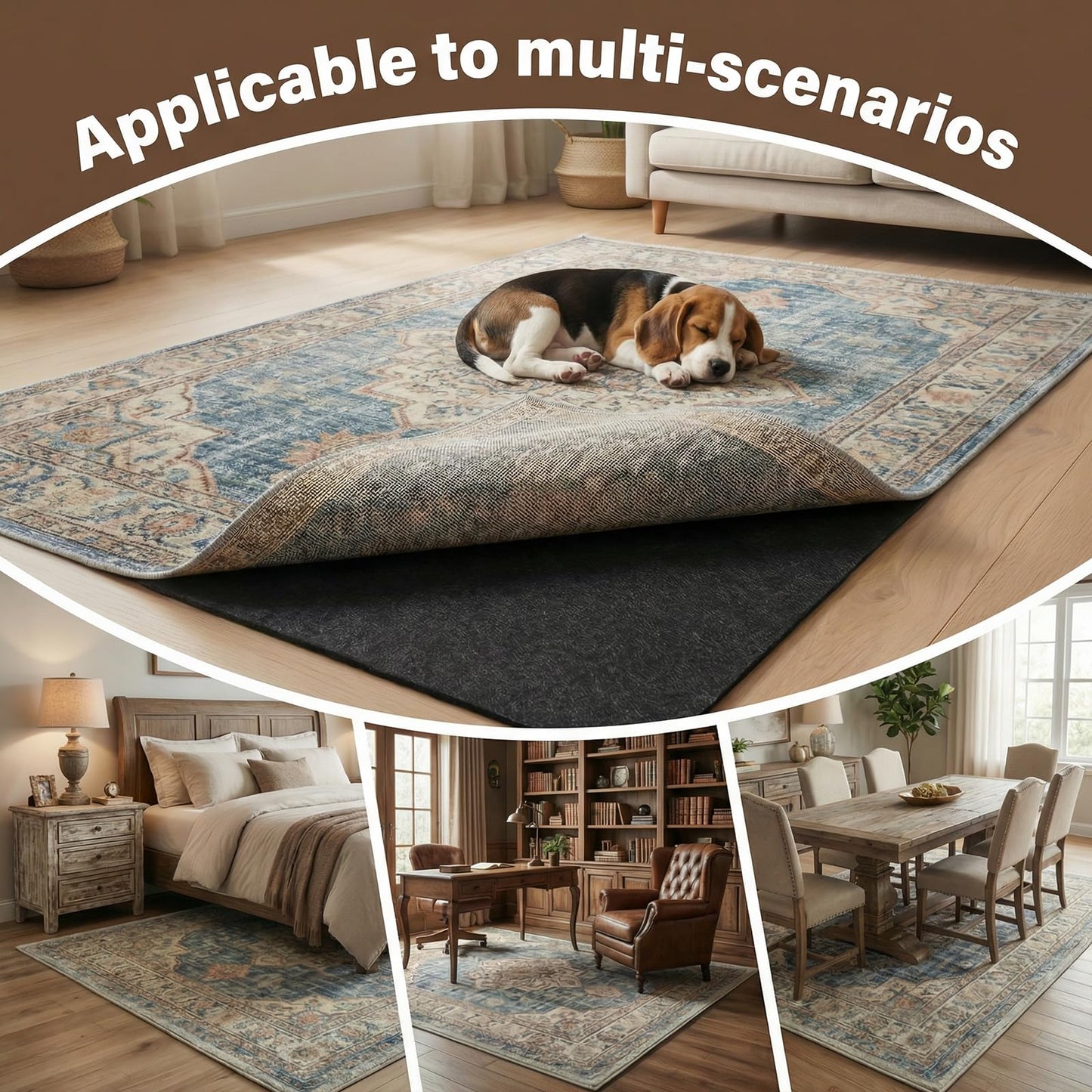 AHEONLAR Non-Slip Rug Pads, Waterproof Extra Large Area Rugs Pad 4'x6' Non Skid Felt Pads Rugs for Living Room, 1/4 inch Thick Carpet Padding Protector Mat Floor Mat