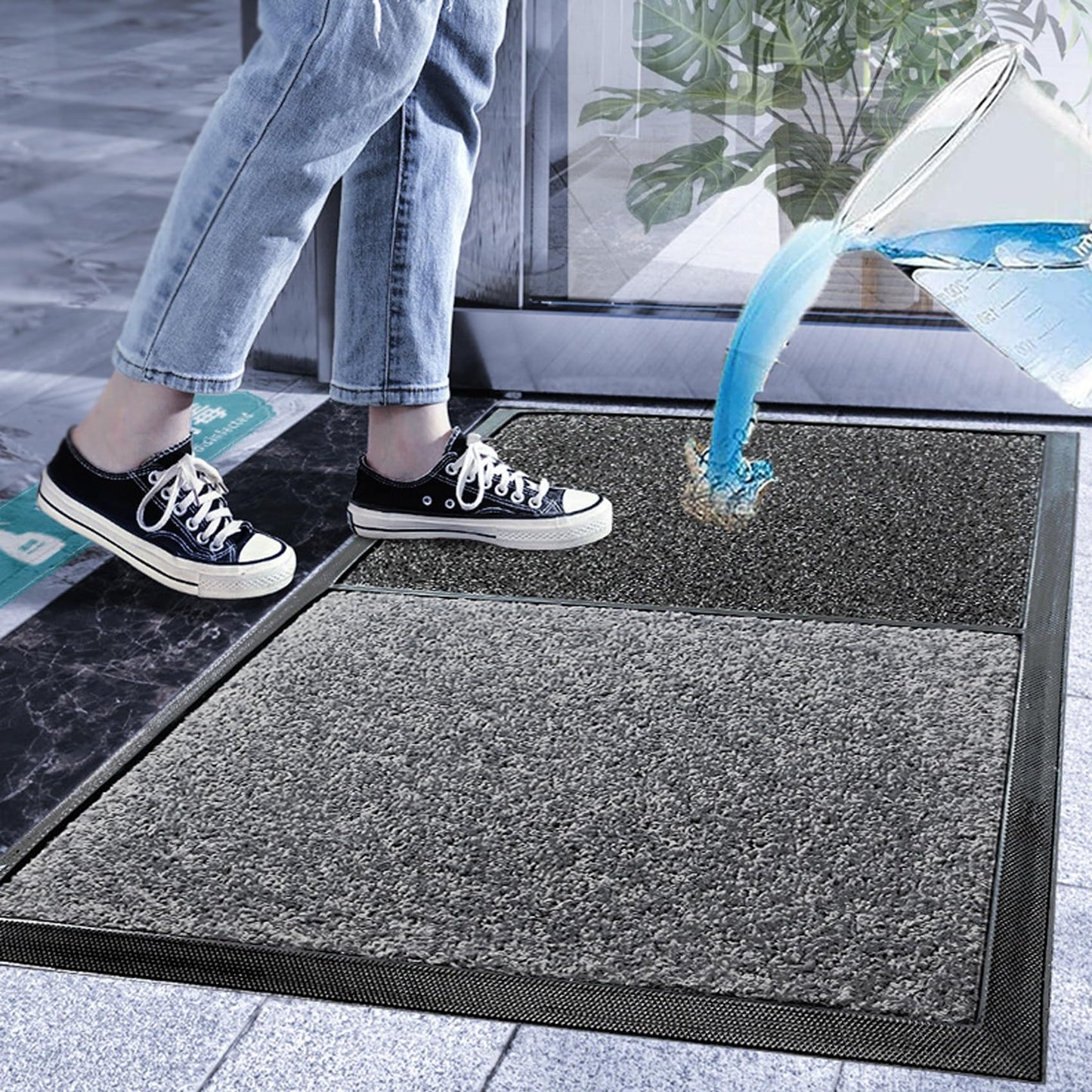 SINOPED Disinfecting Sanitizing Floor Entrance Door Mat, Disinfection Entry Rug Shoe Sanitizer, Shoe Tray for Entryway Indoor Outdoor Doormats (Small - 17x31 inch)