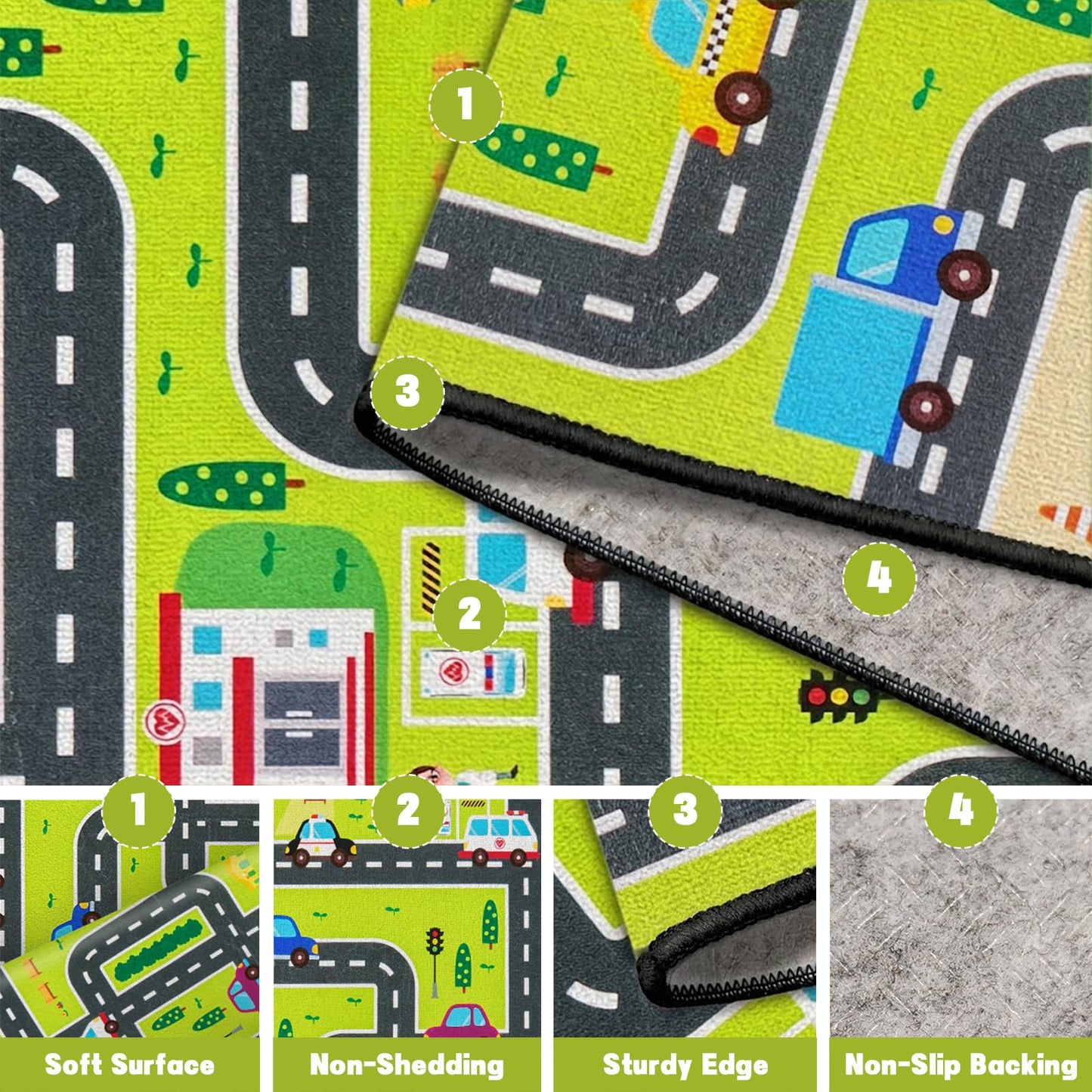 8' x 10' Kids Carpet Playmat Rug, Track Car Play Rugs for Kids Car Rug Education City Traffic Road Map Fun Carpets for Baby Toddler Boy Bedroom Playroom