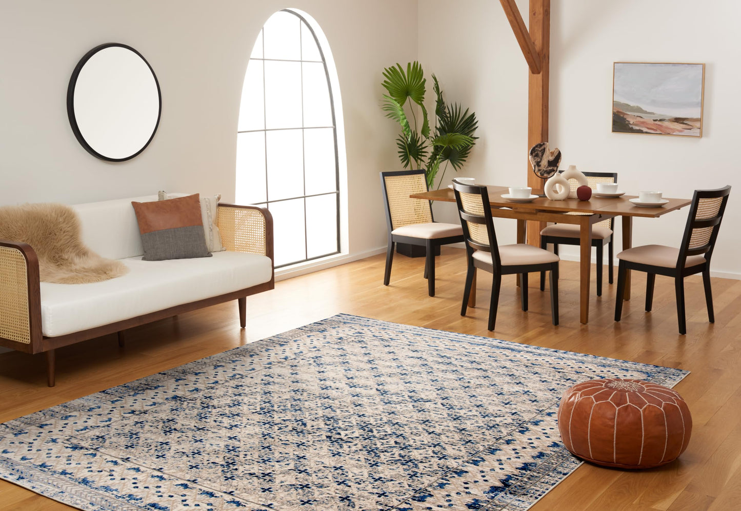 SAFAVIEH Brentwood Collection Area Rug - 9' x 12', Light Grey & Blue, Traditional Oriental Distressed Design, Non-Shedding & Easy Care, Ideal for High Traffic Areas in Living Room, Bedroom (BNT899G)