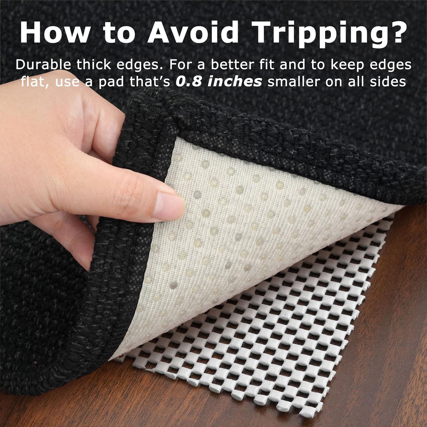 KOZYFLY Washable Area Rug 2x3 Ft Small Entryway Rug Indoor Door Mat Non Slip Front Door Rugs Indoor Braided Cotton Floor Carpet for Front Entrance Bathroom Kitchen Foyer, Black