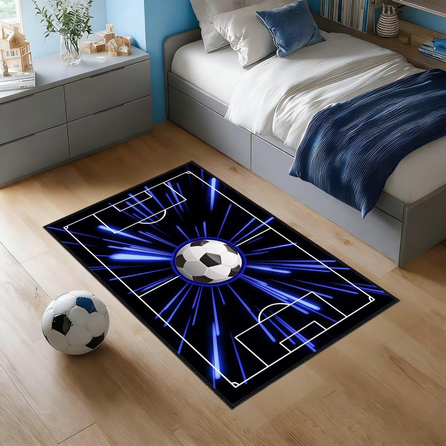 Soccer Rug for Boys Bedroom,Sport Area Rug for Entryway 2x3 Washable Rugs Sports Throw Rug Ultra Thin Entry Rugs Non-Slip Entrance Indoor Mat Floor Carpet for Front Door,Bedside,Bathroom,Game Room
