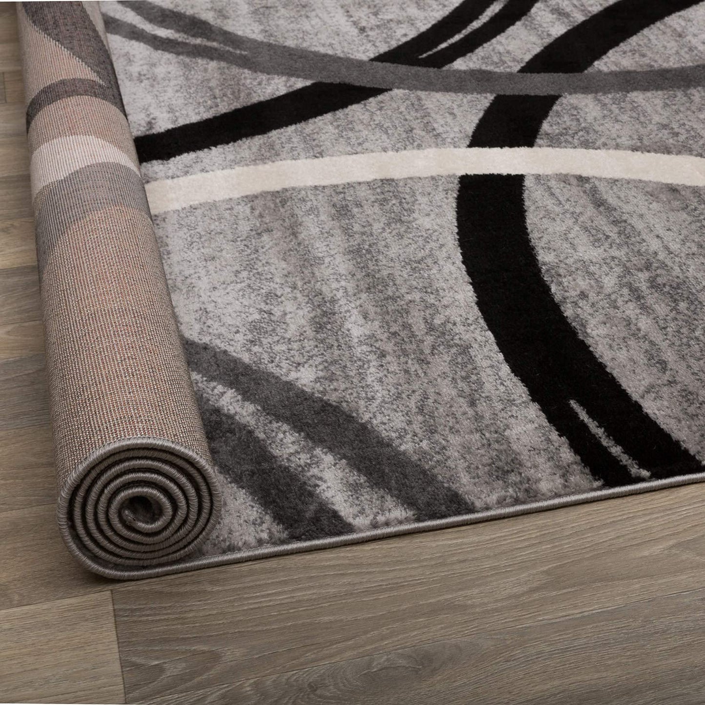 Rugshop Wavy Circles Design Area Rug, Fade-Resistant Carpet for Living Room, Dining Room, or Bedroom, Gray, 5'3" x 7'3"