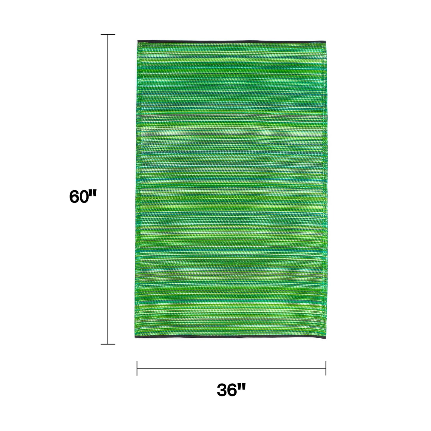 Fab Habitat Outdoor Rug - Waterproof, Fade Resistant, Crease-Free - Premium Recycled Plastic - Striped - Porch, Deck, Balcony, Mudroom, Laundry Room, Patio - Cancun - Green - 3 x 5 ft