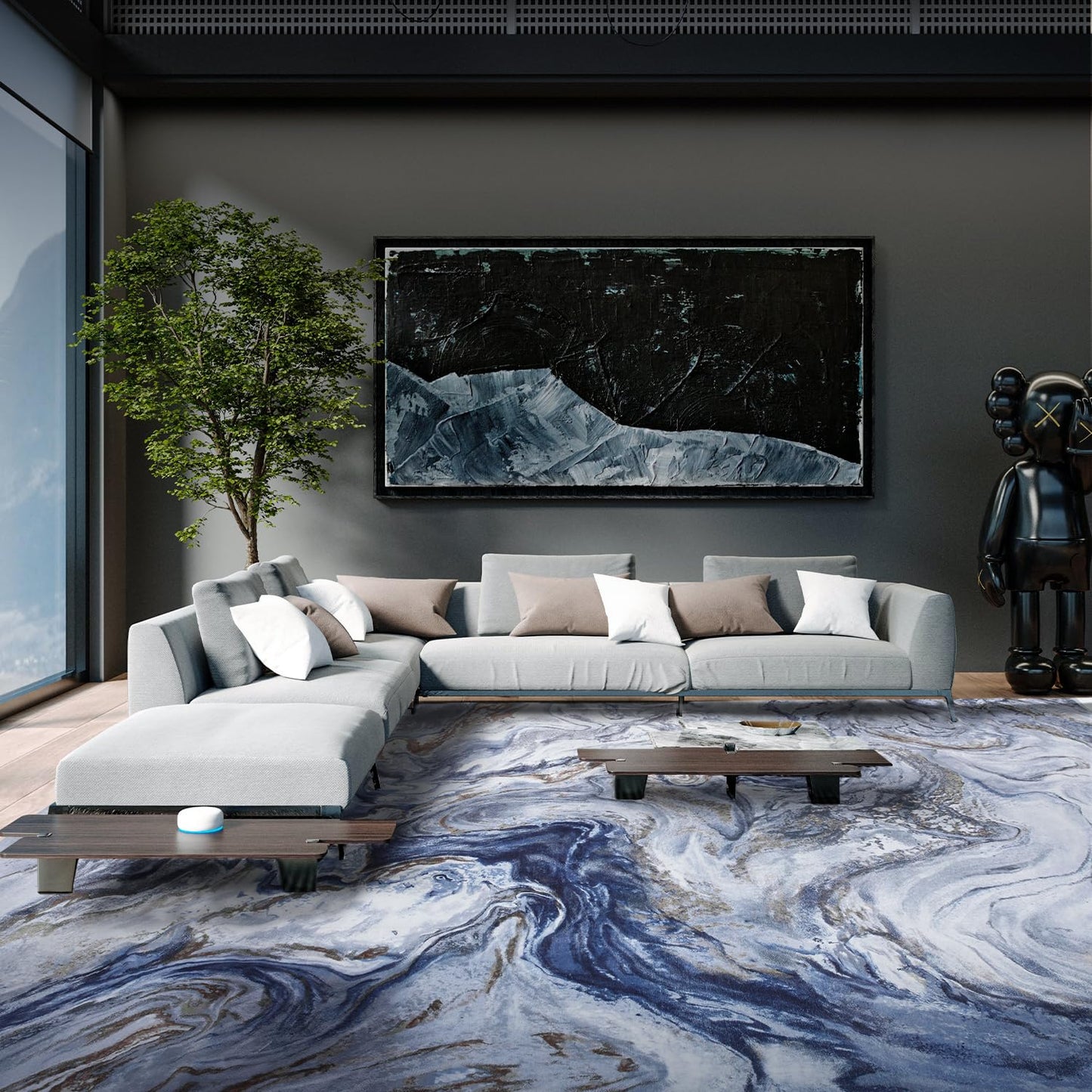 5x7 Area Rugs for Living Room, Modern Abstract Rug for Bedroom, Contemporary Machine Washable Rug, Large Stain Resistant Carpet for Dining Room Playroom Home Office, Pet & Kids Friendly