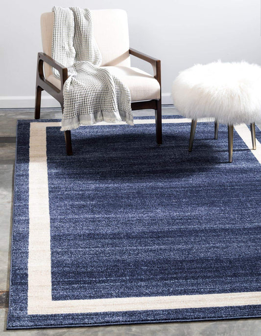 Unique Loom Del Mar Collection Area Rug - Maria (5' 3" x 8' Rectangle, Navy Blue/ Ivory)