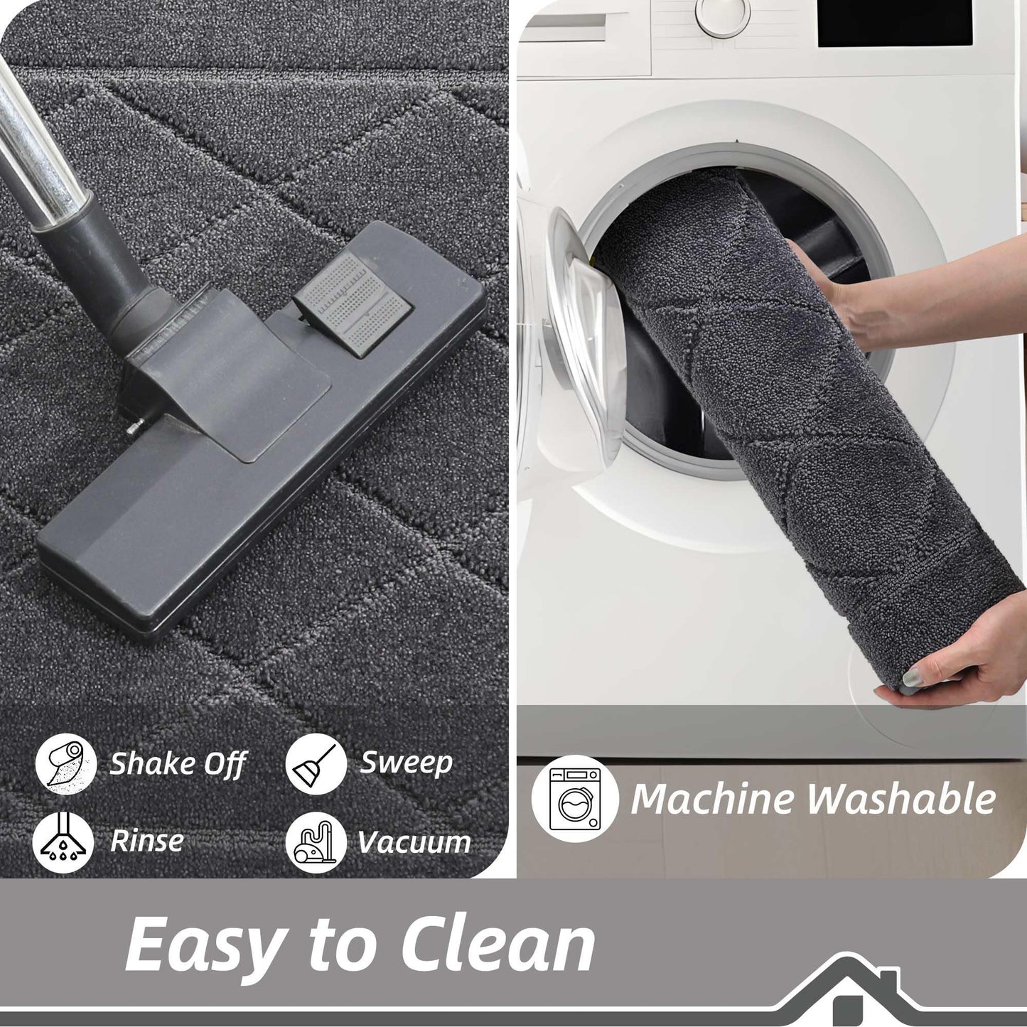 BEQHAUSE Dirt Trapper Door Mat 24" x 36", Doormat Non-Slip Entryway Rugs Washable, Dog Door Mat Stain Resistant and Absorbent Welcome Floor Mat for Front Back Door, Mud Wet Shoes & Paws, Dark Grey