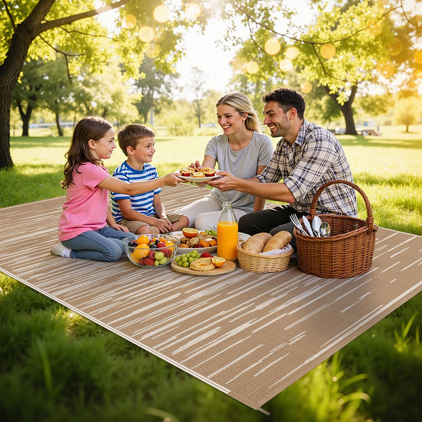 HEBE Outdoor Rug 5'x8' for Patios Clearance Waterproof Patio Mat Plastic Straw Rug Reversible RV Camping Tent Rug Outside Indoor Outdoor Area Rugs for RV,Deck,Beach,Balcony,Camper