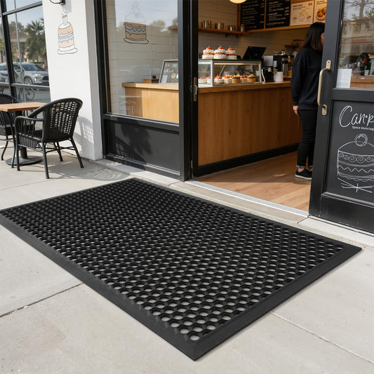 RESARE Large Door-Mat Outside Entrance 47"x32", Commercial Outdoor Rubber Mat Non-Slip Waterproof, Heavy Duty Drainage Doormat Stain Resist Welcome-Mat for Front Door Garage Kitchen Floor