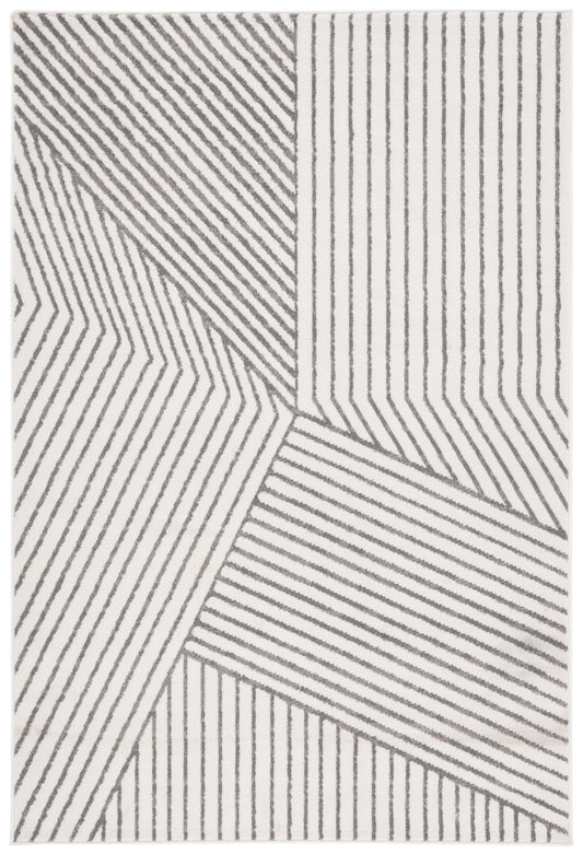 SAFAVIEH Pyramid Collection Area Rug - 4'5" x 6'5", Ivory & Grey, Modern Design, Ideal for High Traffic Areas in Living Room, Bedroom & Dining Room (PYR241A-4)