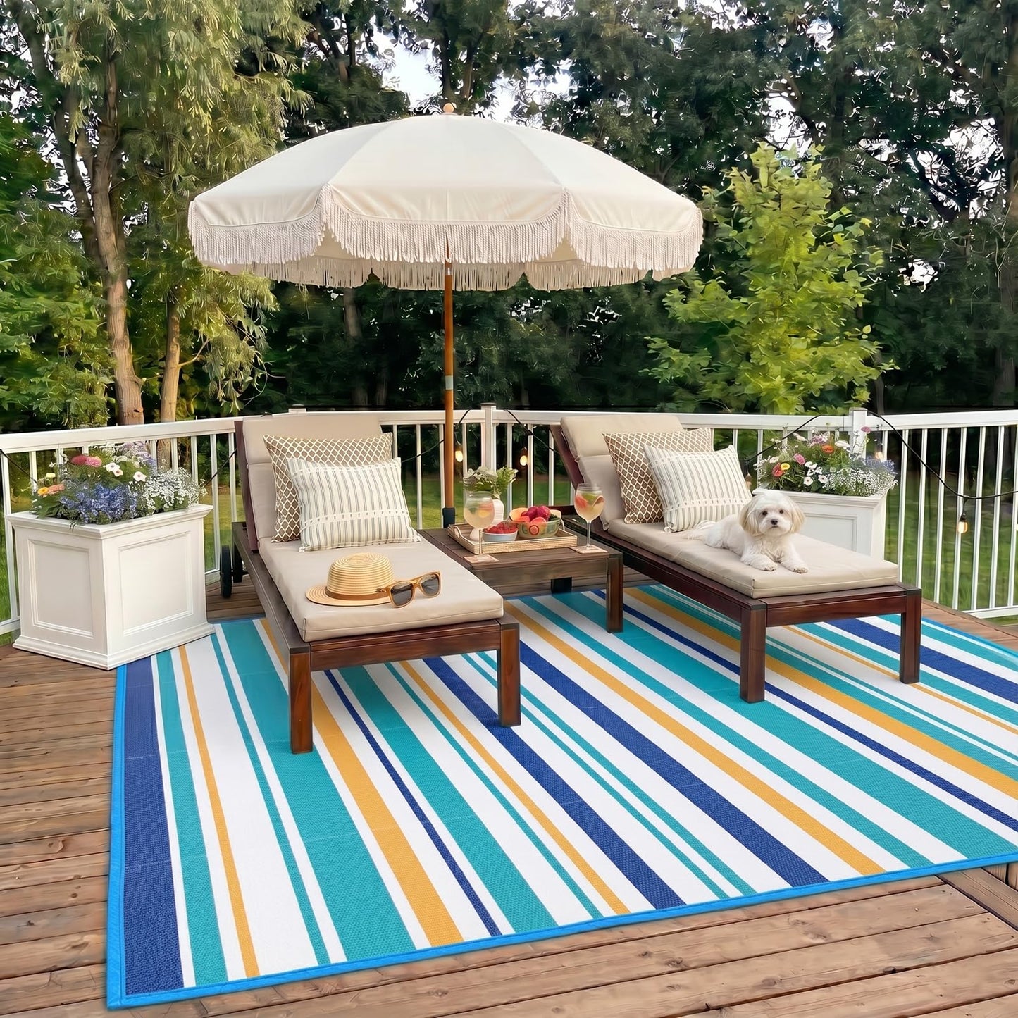 Outdoor Patio Rug Waterproof Camping - 4x6 ft Outdoor Plastic Straw Rug Area Carpet Clearance for Outside, Porch, RV Camper, Picnic, Balcony & Backyard, Patio Decor, Clearance