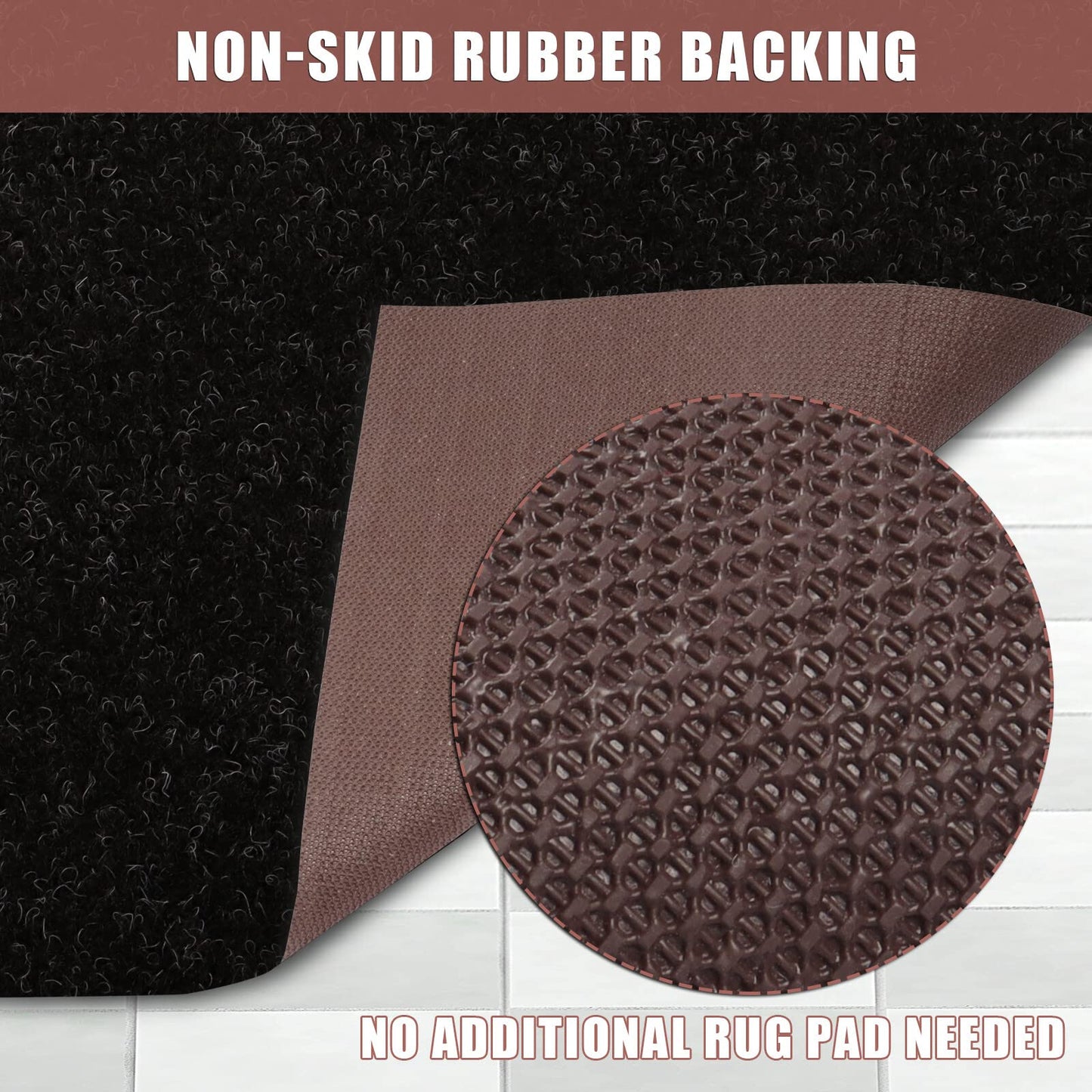 Runner Rug 2 ft x 6 ft Carpet Runners, Indoor/Outdoor Hallway Kitchen Entryway Bedroom Area Rugs with Non-Slip Rubber Backing, Garage mat, Black, Custom
