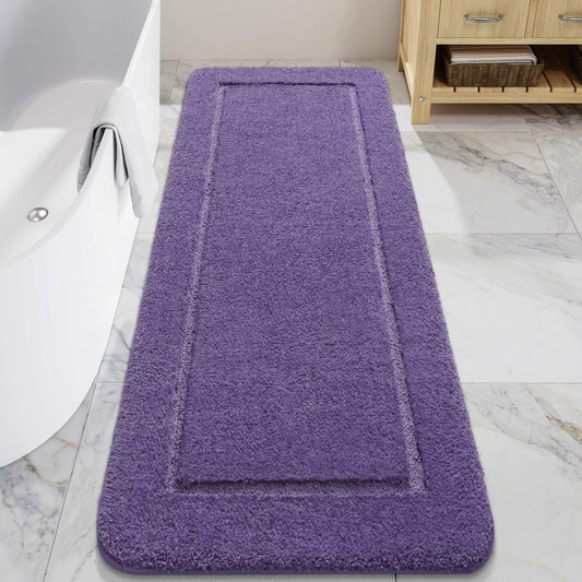 LOCHAS Bathroom Rugs, 24" x 48" Long Bath Rug, Non Slip Washable Bathroom Runner Rug Soft Thick Absorbent Bath Mat for Shower, Shaggy Plush Luxury Large Bath Rug, Purple