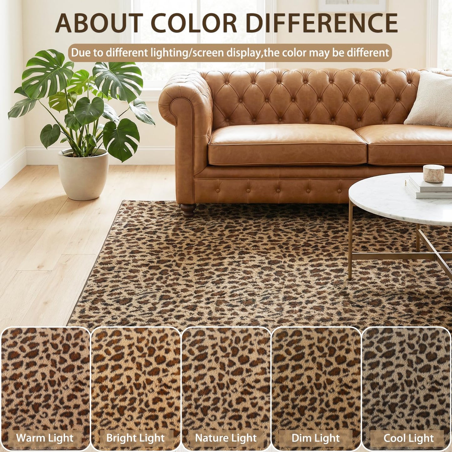 Leopard Print Rug for Living Room 5x7 Cheetah Fluffy Rug Machine Washable Area Rug for Bedroom,Non-Slip Soft Comfy Faux Fur Animal Carpet for Bedroom Living Shaggy Home Decor