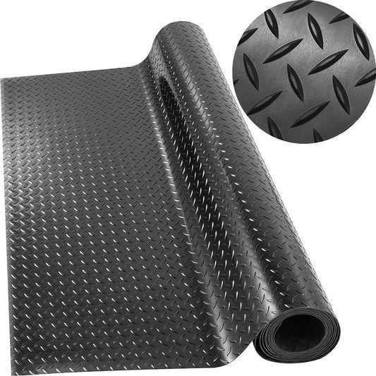 OranLite 4' x 10' Feet Non-Slip Garage Floor Mat, 1-Piece Durable Rubber Flooring Roll, Cuttable Floor Protector Mat for Parking Lots, Gym, Warehouse, Basement Trailer (4' x 10' Ft)