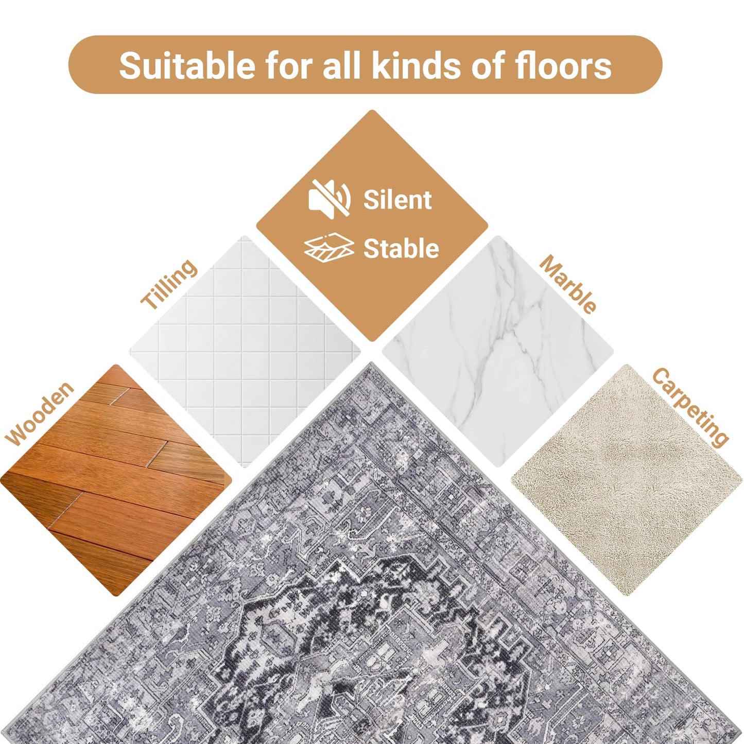 Wiojtry Recliner Chair Mat, Recliner Pads for Hardwood Floors, Non Skid Rubber Furniture Gripper Pads for Recliners, 31.5inch Diameter Low Pile Heavy Duty Non Slip Multi-Purpose Desk Chair Mat Rug