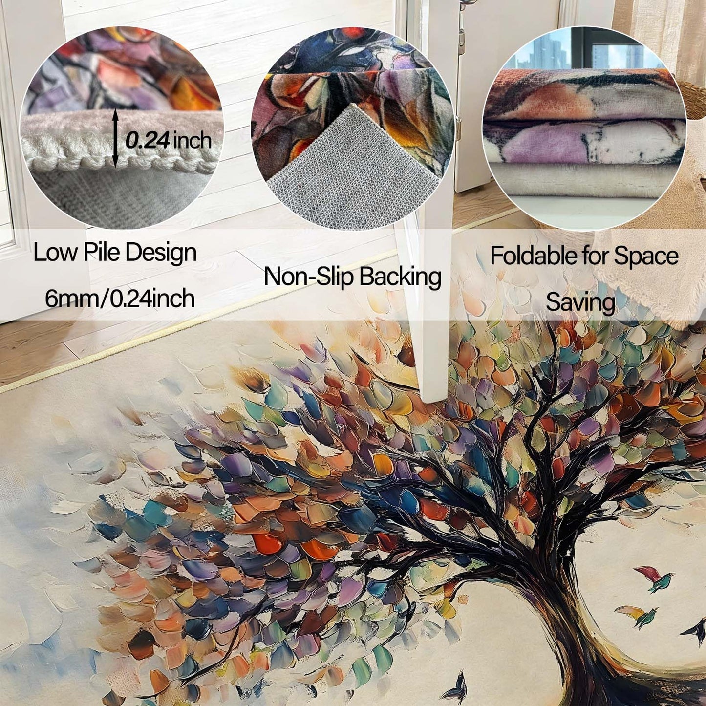 Movie Theater Area Rug, Popcorn Film Reel & 3D Glasses Rug, Cinema Sign Rugs, Movie Night Home Theater Rugs, Washable Non-Slip Soft Low Pile Home Cinema Carpet (4' x 6'(Rectangular))