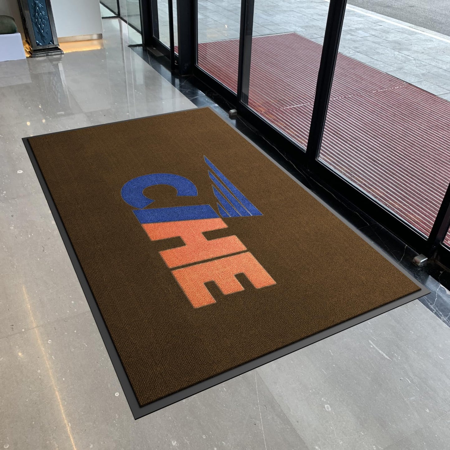 MAOVOT Custom Rugs with Logo Personalized Door Mat Welcome Entryway Rug with Non-Slip Rubber Backing Indoor Outdoor Doormat 2' x 4'