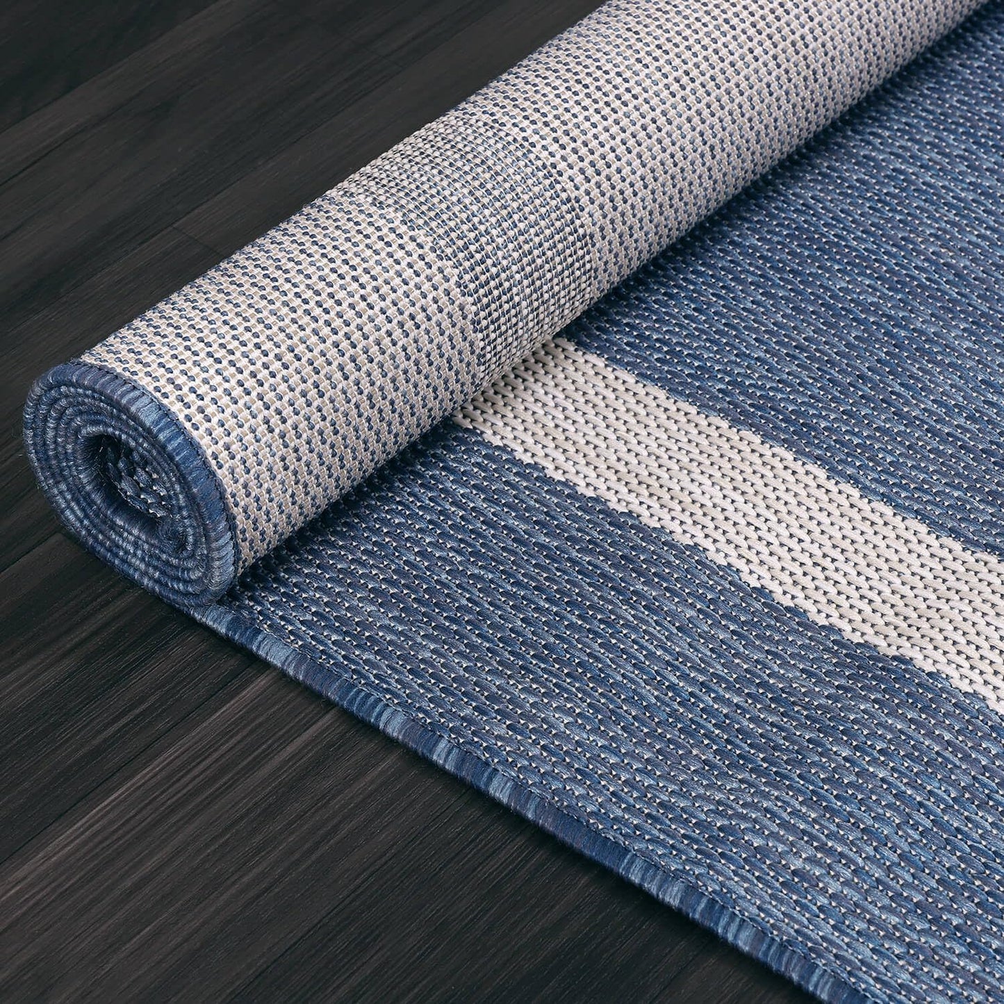Luul Home Bordered Outdoor Rug 8x10 Washable Outside Carpet for Indoor Patio Porch Waterproof Easy Cleaning Non Shedding Area Rugs Blue 8 x 10