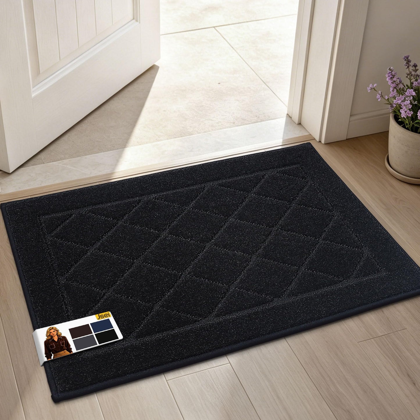 JSEI Dirt Trapper Door Mat 20"x32", Black