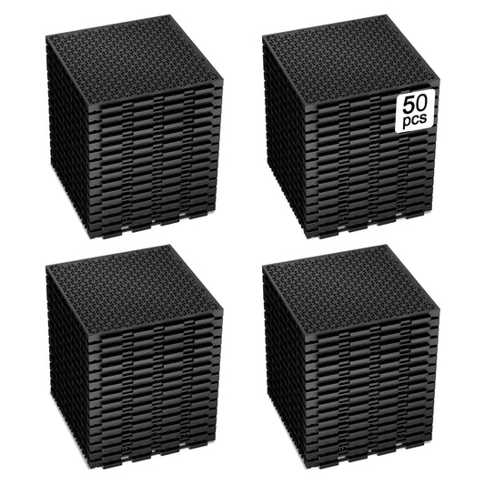 50 PCS Modular Interlocking Cushion Interlocking Floor Tiles with Hole Drainage Mat 10" x 10" Non Slip Pool Deck Mat Outdoor for Drain Deck Pool Patio Shower Kitchen Balcony (Black)