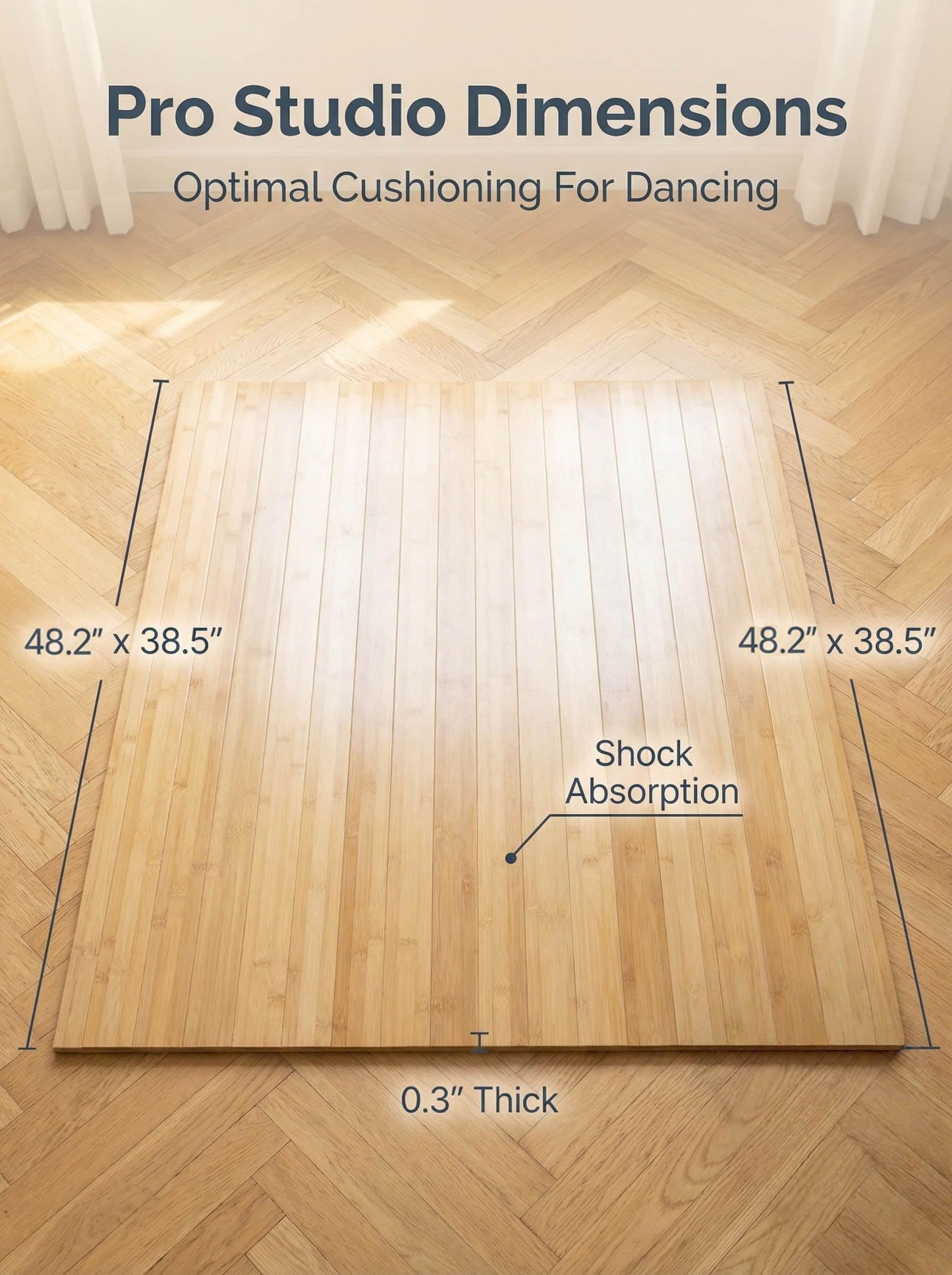 Glidemax Portable Bamboo Tap Dance Floor Mat - 48.2"x38.5" Large Reversible Practice Floor with Storage Bag, Non-Slip & Sound Enhanced for Home, Studio, Outdoor Use on Any Surface