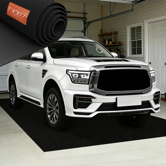 7'4"x17' Oversized Garage Floor Mat - Oil & Fluid Absorbent, Leak-Proof Rubber Backing, Heavy Duty All-Weather Protector for Car Sedan SUV Trucks & RVs, Trimmable Non-Slip