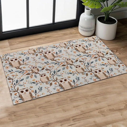 MIEPOS Cute Owl Indoor Door Mat,Cartoon Bird Branch Doormat, 29.5x17in Non-Slip Rubber Backing Floor Mat,Entry Rug,for Living Room,Office,Rv,Kitchen,Entryway Doorways Mats Decor,Doormats Gifts