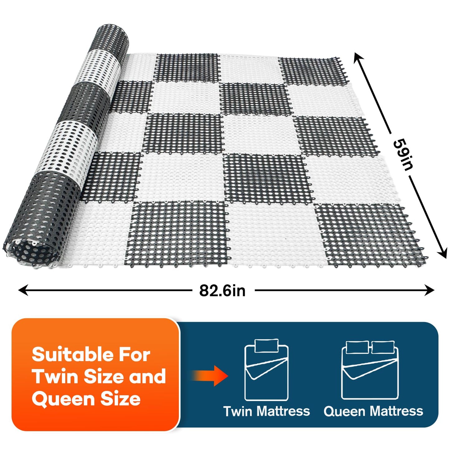 LILXIU Plastic Mattress Underlay 83 X 59 Inch Queen Size RV Under Mattress Pad Modular Interlocking Ventilation for RV Boat Camper