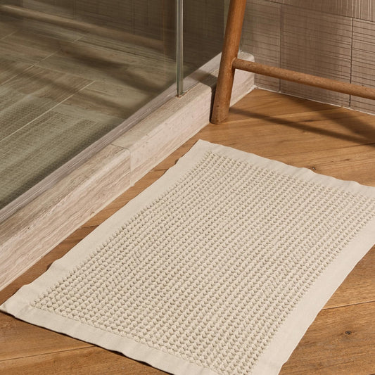 ONSEN Supima Cotton Waffle Bath Mat – Bathroom Rug, Washable Rug, Bathroom Floor Mat – Ultra-Absorbent, Quick-Dry, Soft & Durable Luxury Cotton - Oatmeal, 20x30 in