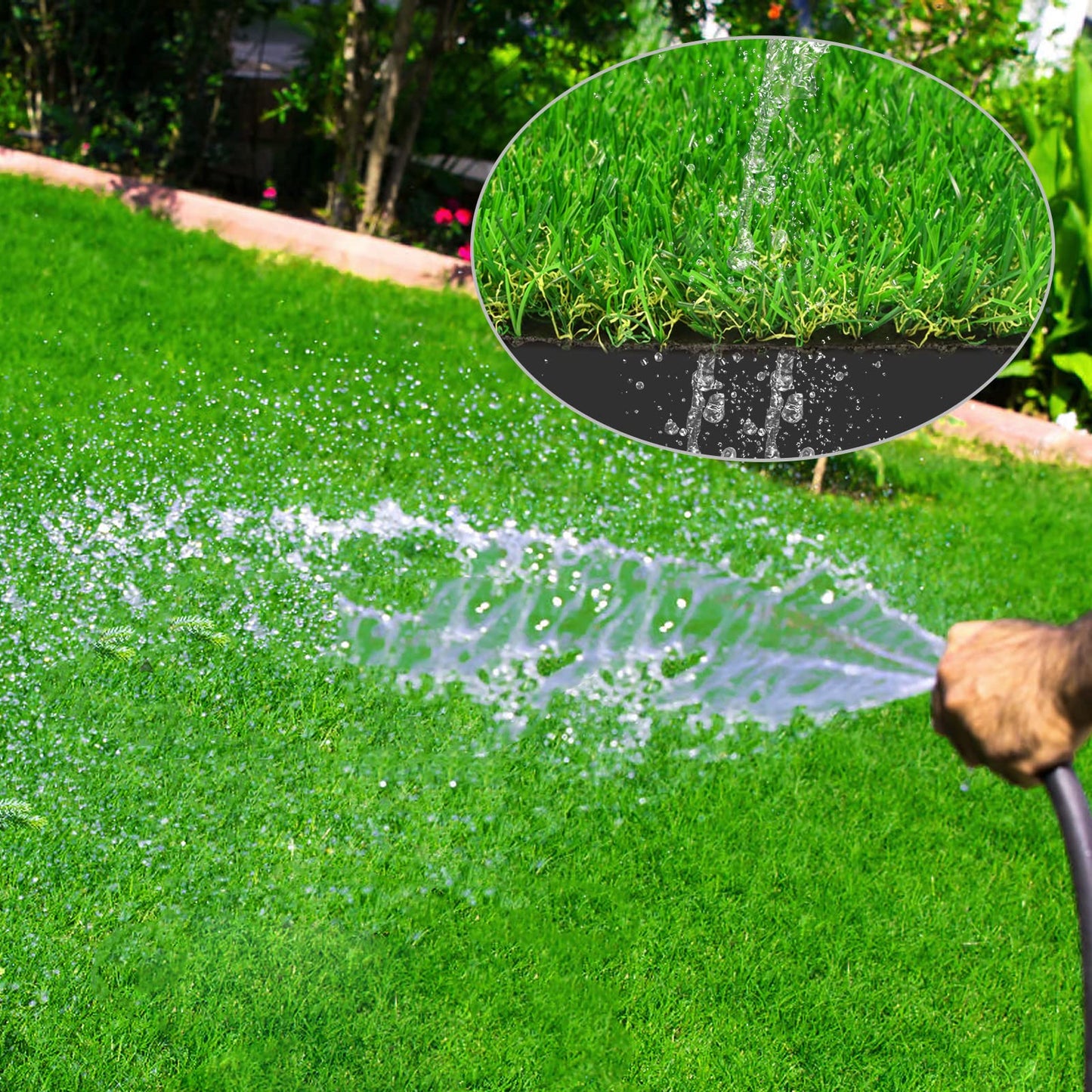 FREADEM Artificial Grass Turf for Pet Dogs 3' x 5', Fake Grass Lawn with Drain Holes, Indoor Outdoor Synthetic Grass Mat for Garden Gym Patio Balcony Playground Backyard, Height 0.8 Inch