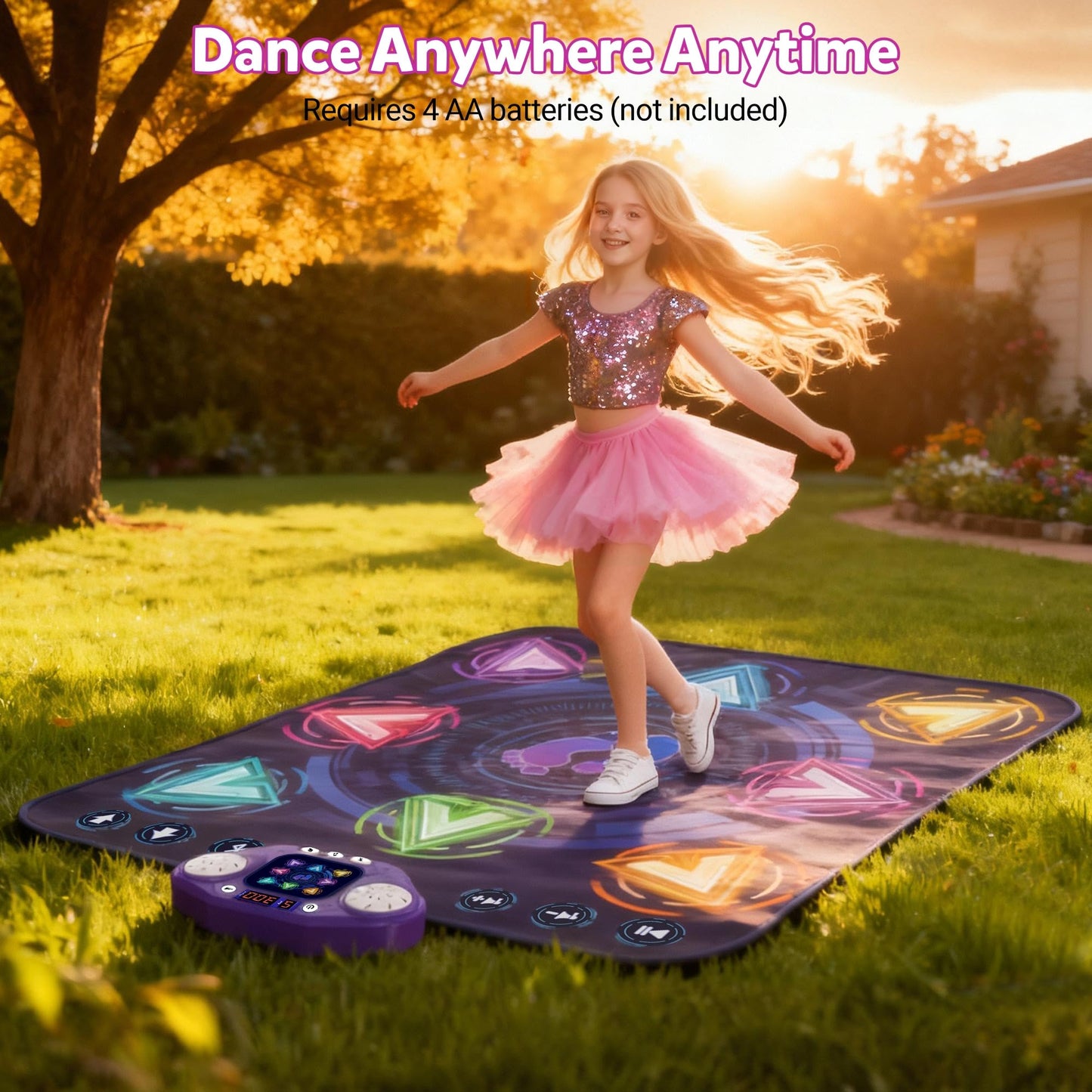 Dance Mats for Girls 4-8, Electronic Dance Mats with LED Light & Wireless Bluetooth, Kids Dance Mat, Girls Dance Mat, Dancing Mat, Music Dance Toy with 3 Game Modes, Develops Hand-Eye Coordination