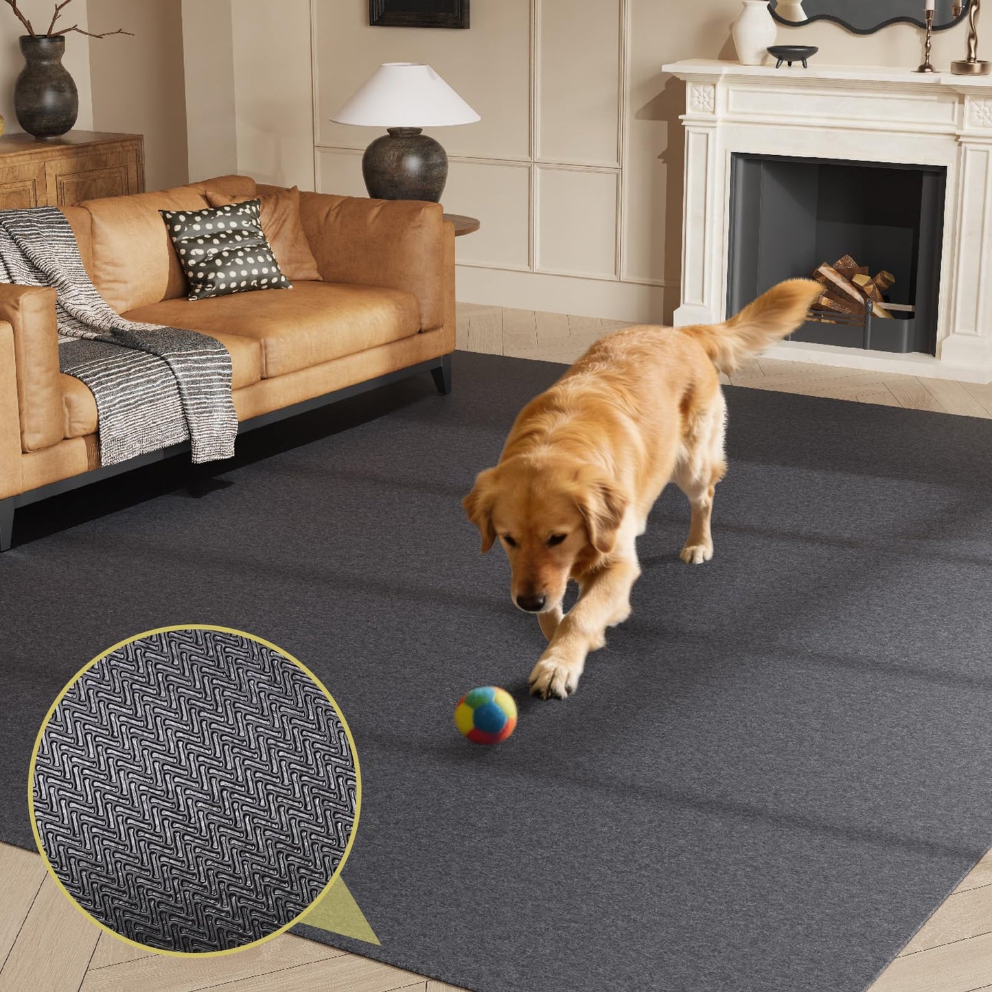 NENSIUM Rug Pad 8x10 Non Slip for Hardwood Floors, 1/8” Extra Thick Waterproof Felt Carpet Pad, Low Profile Underlay for Area Rugs, Safe for LVP & All Floor Finishes, Odorless & Soundproof