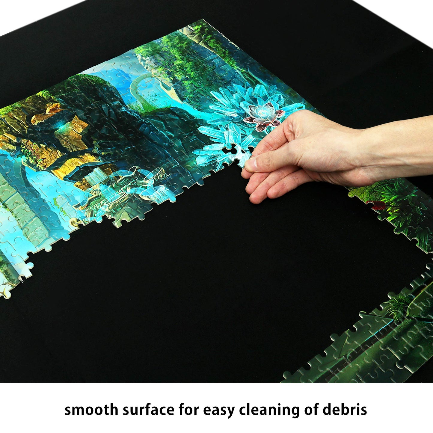 LAVIEVERT 2-in-1 Reversible Jigsaw Puzzle Mat, 2mm Thick Neoprene Puzzle Mat Roll Up, Portable Puzzle Board Holder Saver with Storage Bag & Plastic Cylinder Up to 1500 Pieces - Black & Khaki