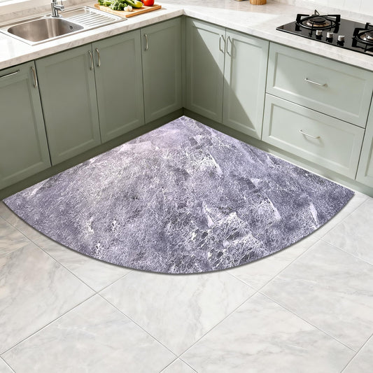 AHKFUL Corner Rug, L Shaped Kitchen Mat, Non Slip Corner Kitchen Rugs Washable, 4mm Thickness Rubber Kitchen Mats for Floor, Water Absorbent, Easy to Clean, GREY-35.5X35.5INCH(Half Circle)