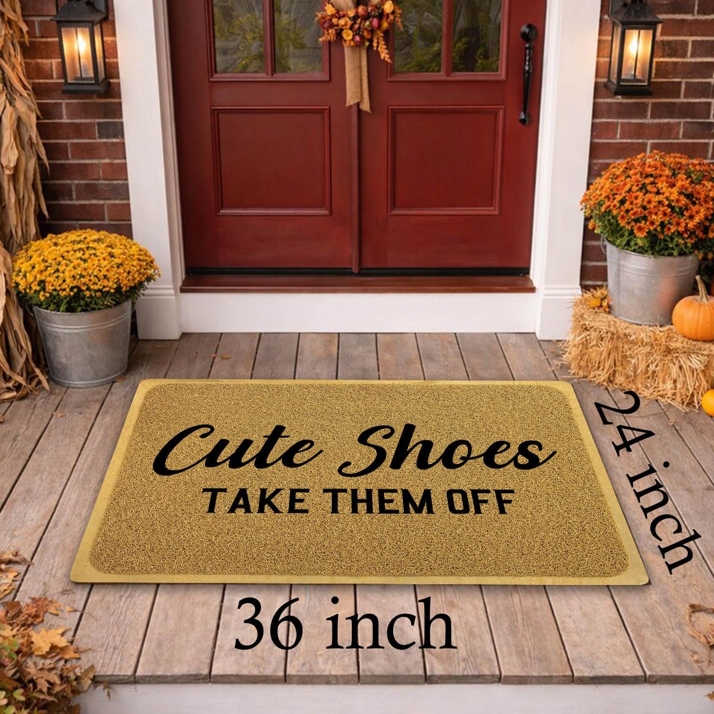 YZCZ Funny Doormat for Entrance Way Indoor/Outdoor Front Door/Patio Anti-Slip & Heavy Weather Resistant Rugs House Warming Novelty Gift Mat 36"x24" (Cute Shoes Take Them Off)