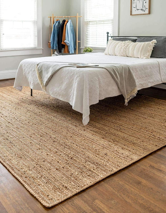SISOSU Jute Braided Area Rug, Handcrafted Traditional Farmhouse Carpet for Living Room, Bedroom, Dining Room & Entryway, Natural Home Décor, Eco-Friendly, 8 x 10 Feet