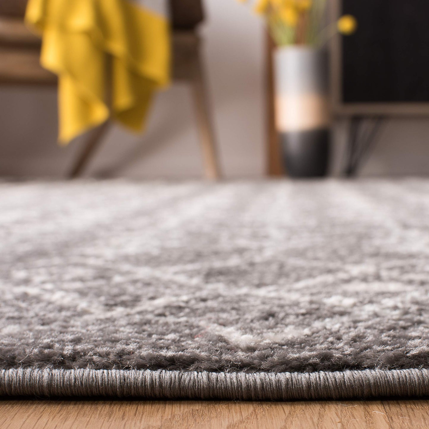 SAFAVIEH Tulum Collection Accent Rug - 2' x 5', Dark Grey & Ivory, Moroccan Boho Distressed Design, Non-Shedding & Easy to Clean, Ideal for Front Door, Kitchen, Entryway, Foyer (TUL262F)