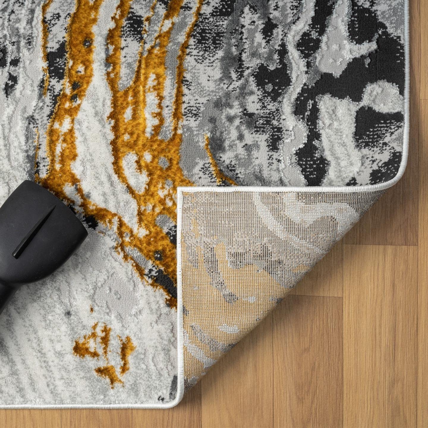 LUXE WEAVERS Marble Swirl Gold 2x3 Area Rug