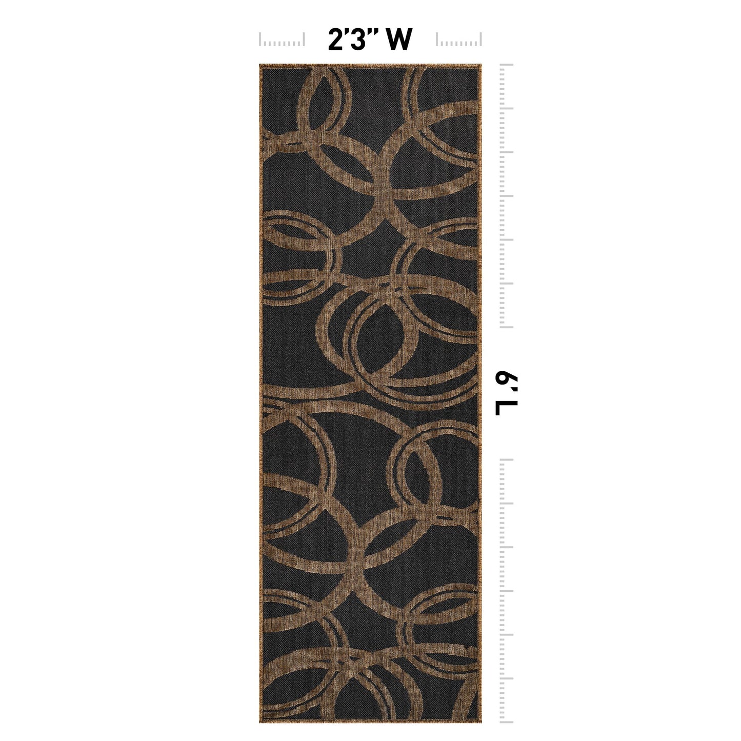 Rugshop Abstract Indoor Outdoor Flat Woven Runner Rug,Natural Jute-Style,Easy-Care Patio Rug for Backyard Porch Deck Balcony, 2'3" x 6' Dark Gray/Natural