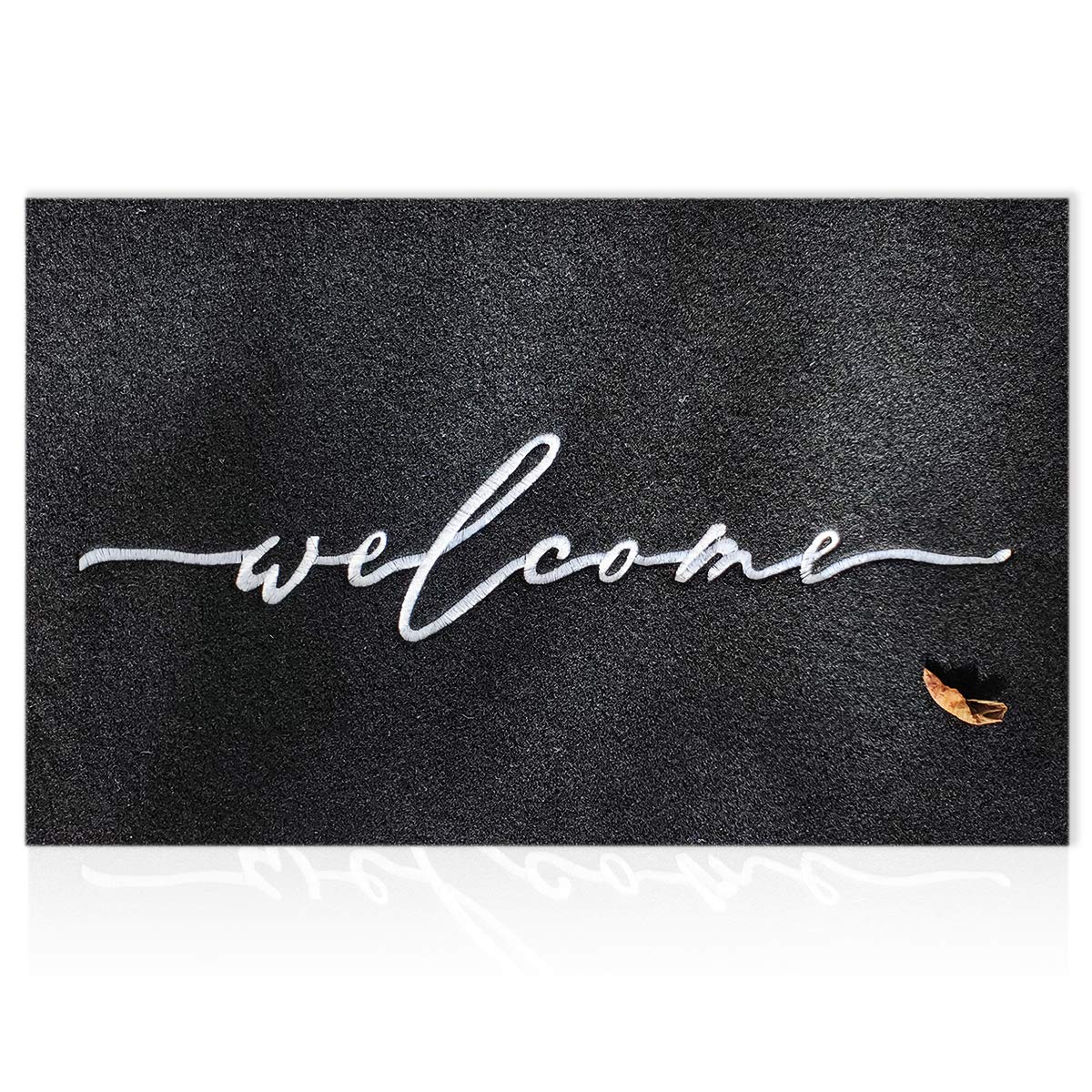 AAZZKANG Welcome Mats for Front Door Large 24"x36" with Non Slip Rubber Backing Quickly Trap Dirt Easy to Clean Entry Mat for Indoor High Traffic Areas Outdoor Doormat Black