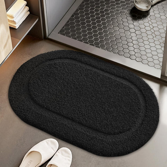 Color&Geometry Oval Black Bathroom Rugs 36x24, Extra Soft Absorbent Microfiber Bath Rugs, Non-Slip Bathroom mat, Washable Plush Bath Mats for Bathroom, Shower, Bathtub, Laundry, Black