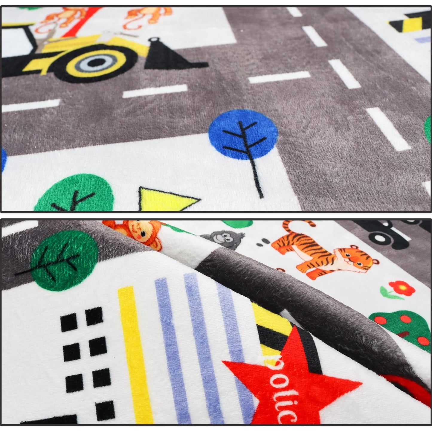 LTKOUGFAM 5x7ft Kids Town Road Play Rug - Car Playmat, Kids Rugs for Playroom Car Mat Town City Road Traffic Rugs, Extra Large Boys Kid Cars Track Play Rug (Style Five, 78.7X 59 INCH)
