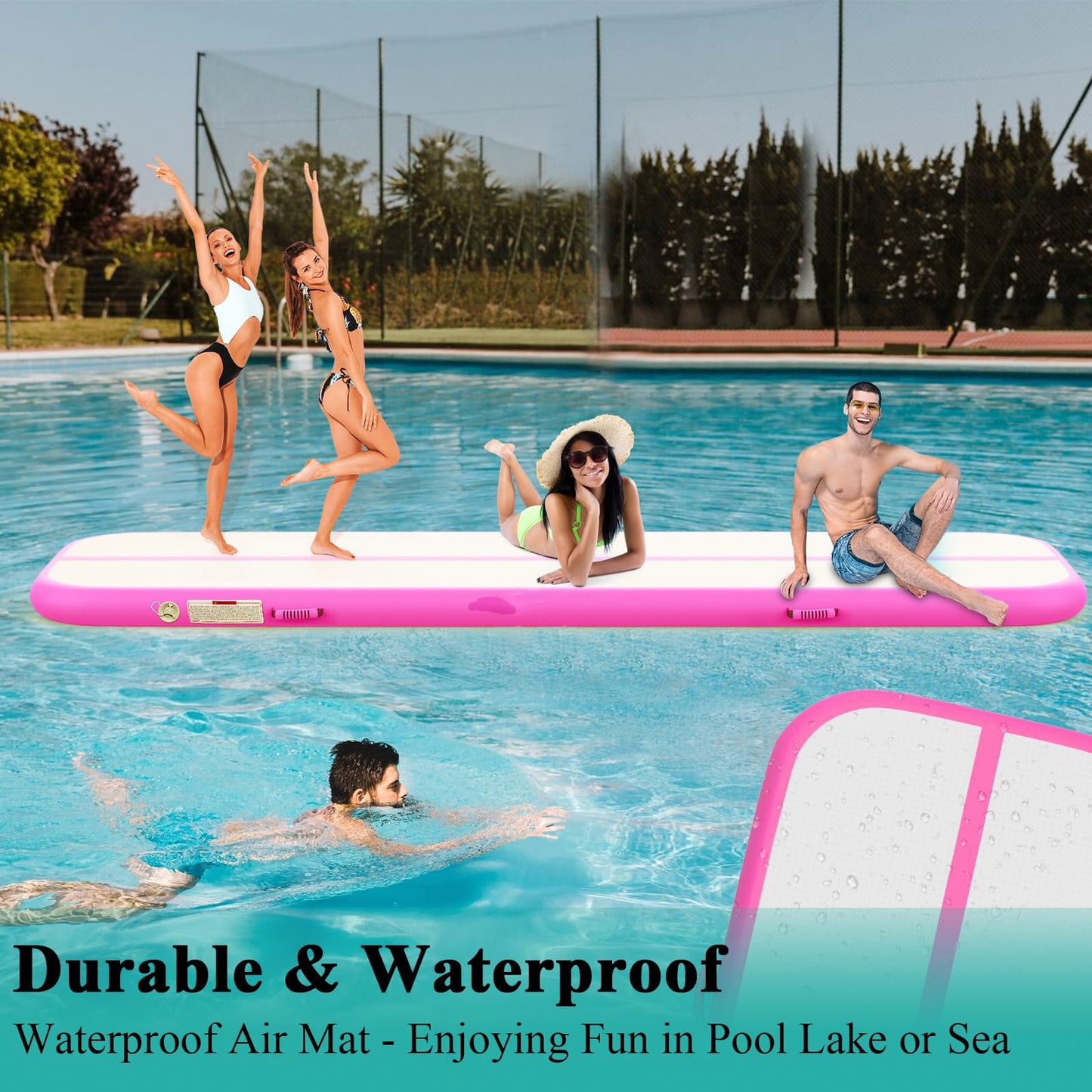 Estgora Gymnastics Mat For Tumbling 10ft Tumble Track 4 Inch Thick Inflatable Gymnastic Training Equipment For kids At Home Gym Cheerleading with Electric Pump