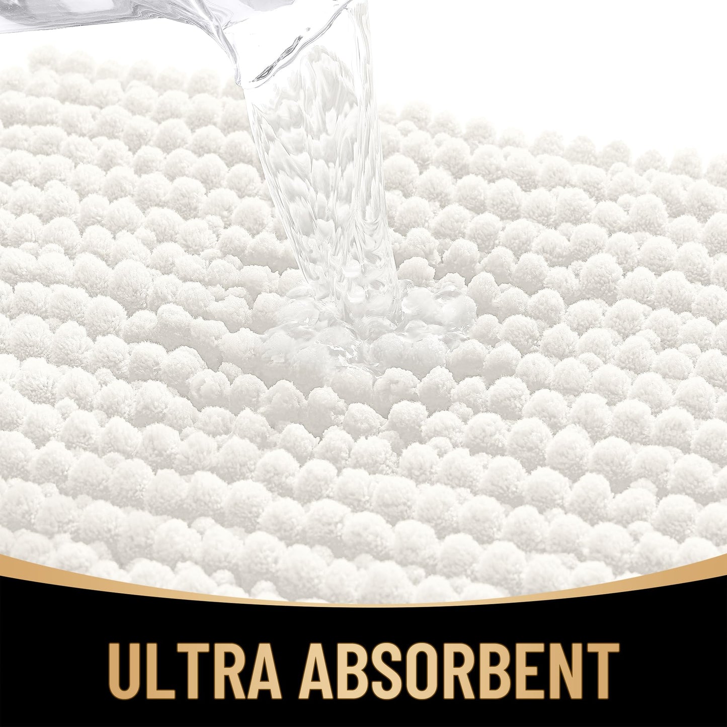 OLANLY Thick Bathroom Runner Rugs 59x24, Extra Soft Absorbent Chenille Bath Rugs, Rubber Backing, Machine Wash Dry, Long Bath Mats for Bathroom Floor, Tub and Shower, Home Decor Accessories, Ivory